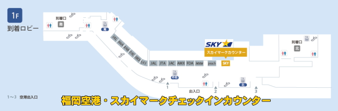 福岡空港のスカイマークチェックインカウンター