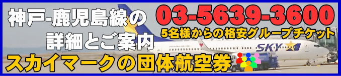 スカイマーク団体航空券・神戸-鹿児島線のフライトスケジュールとチェックイン手続きについて