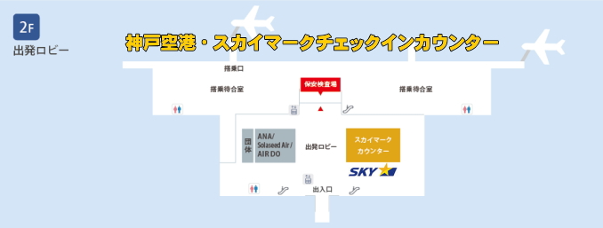 神戸空港のスカイマークチェックインカウンター